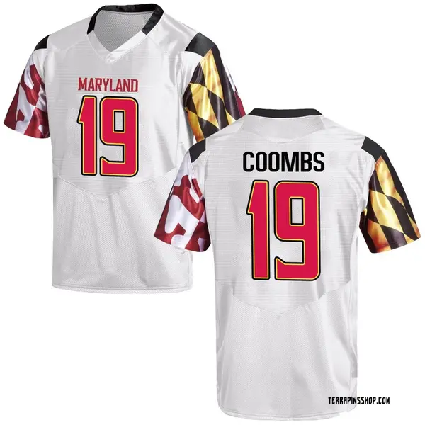 Game Men's Bud Coombs Maryland Terrapins Under Armour Football College Jersey - White