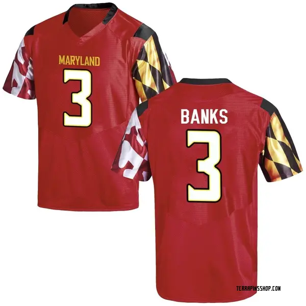 Game Men's Deonte Banks Maryland Terrapins Under Armour Football College Jersey - Red