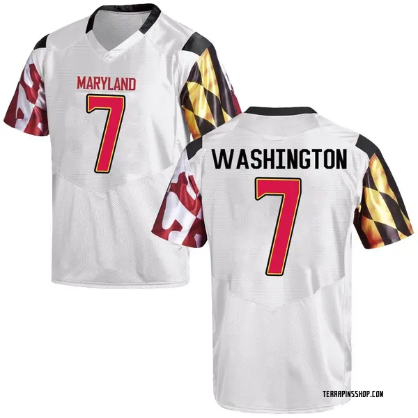 Game Men's Malik Washington Maryland Terrapins Under Armour Football College Jersey - White