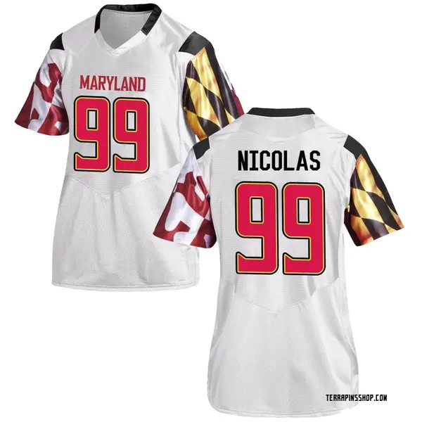 Game Women's Dimitry Nicolas Maryland Terrapins Under Armour Football College Jersey - White