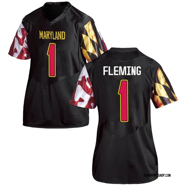 Game Women's Marcus Fleming Maryland Terrapins Under Armour Football College Jersey - Black