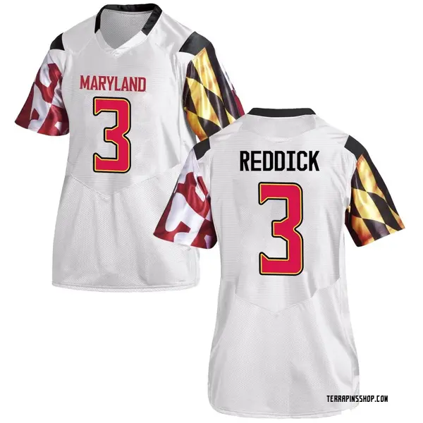 Game Women's Trey Reddick Maryland Terrapins Under Armour Football College Jersey - White