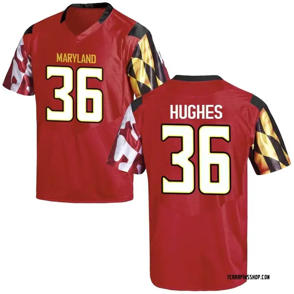 Replica Men's Alec Hughes Maryland Terrapins Under Armour Football College Jersey - Red