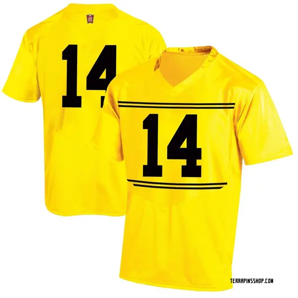 Replica Men's Jamare Glasker Maryland Terrapins Under Armour Football College Jersey - Gold
