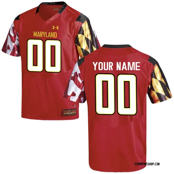Replica Youth Custom Maryland Terrapins Under Armour Football College Jersey - Red