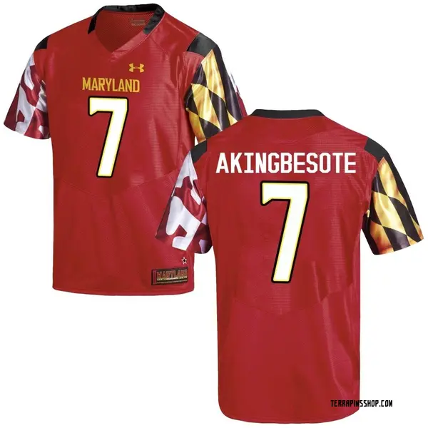 Replica Youth Tommy Akingbesote Maryland Terrapins Under Armour Football College Jersey - Red